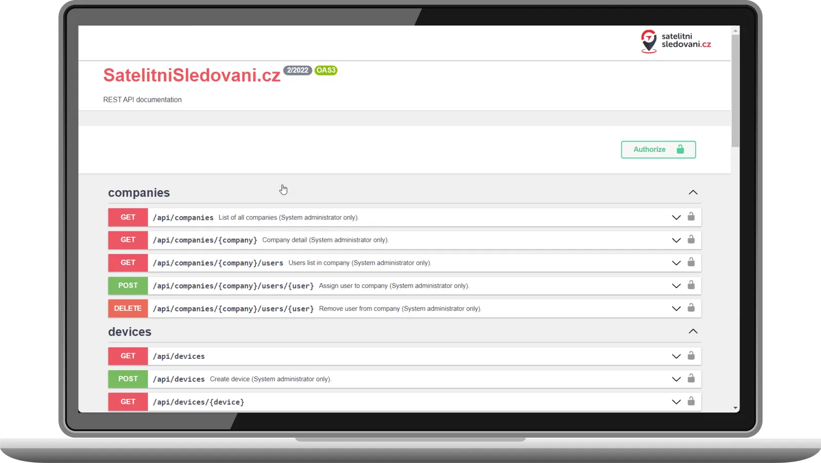 API – data transfer interface